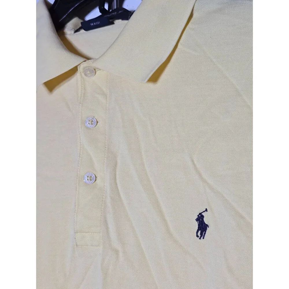 Polo Golf Ralph Lauren Mens Yellow Long Sleeve Polo Shirt Size Medium‎ Preppy